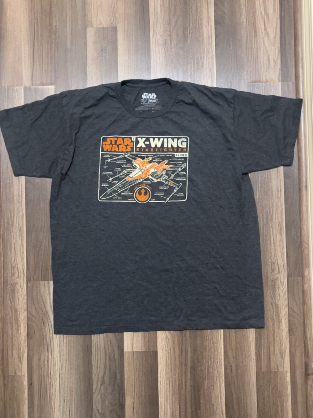 STAR WARS X-Wing Mens 2XL Gray Shirt